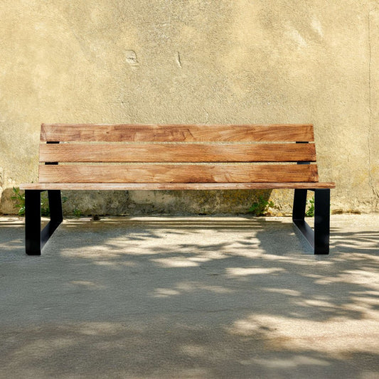 Bank Rinka aus massiver Eiche, schräges Bankgestell - Wood-24