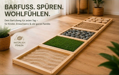 Barfußpfad für Zuhause | Sensorikplatten aus Holz | 5 Oberflächen - Wood-24