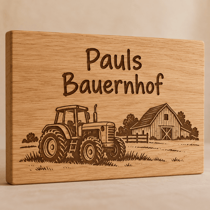 Bauernhofzeit – Kinderzimmer-Wandschild Traktor, Produktansicht; digitale Gestaltungsvisualisierung