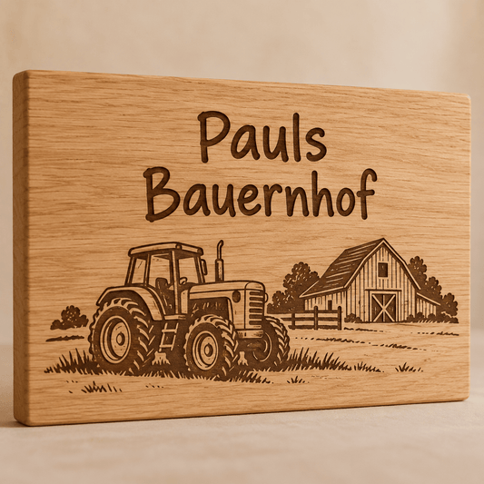 Bauernhofzeit – Kinderzimmer-Wandschild Traktor, Produktansicht; digitale Gestaltungsvisualisierung