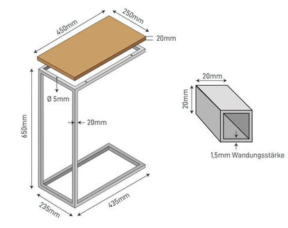 Beistelltisch C - Form - Woodequipment24