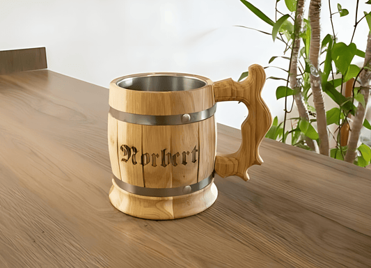 Bierkrug "Ursa", Eiche geölt *PERSONALISIERBAR* - Woodequipment24
