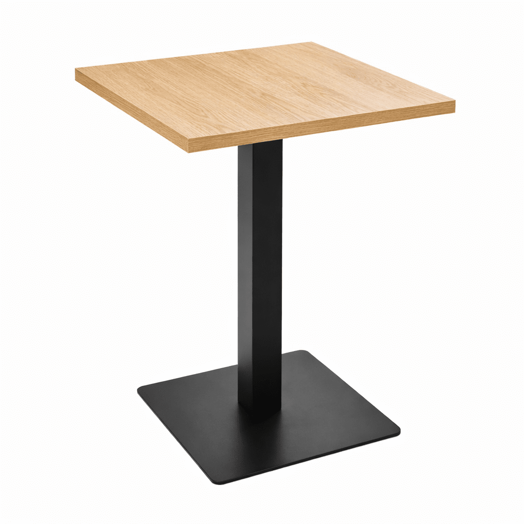 Bistro Tisch 70x70 cm – Eiche Furnier mit schwarzem Metallgestell | Café - & Gastronomietisch | Modern & Stabil - Woodequipment24