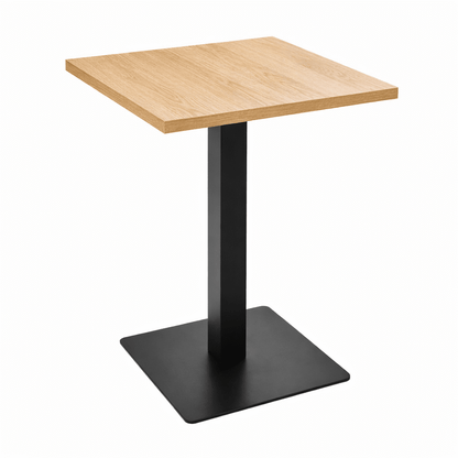 Bistro Tisch 70x70 cm – Eiche Furnier mit schwarzem Metallgestell | Café - & Gastronomietisch | Modern & Stabil - Woodequipment24