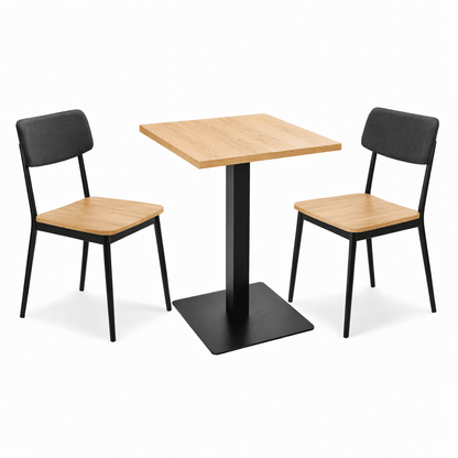 Bistro Tisch 70x70 cm – Eiche Furnier mit schwarzem Metallgestell | Café - & Gastronomietisch | Modern & Stabil - Woodequipment24