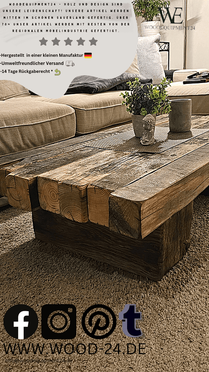 Couchtisch "Loftana" aus massiven alten Balken - Woodequipment24
