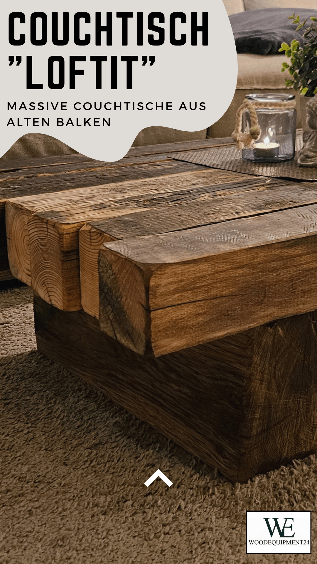 Couchtisch "Loftana" aus massiven alten Balken - Woodequipment24