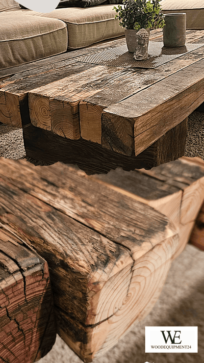 Couchtisch "Loftana" aus massiven alten Balken - Woodequipment24