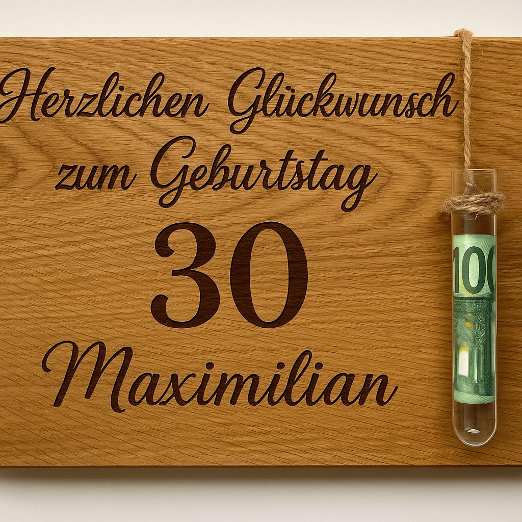 Geschenkebrett - mit Reagenzglas Geldgeschenk - Woodequipment24
