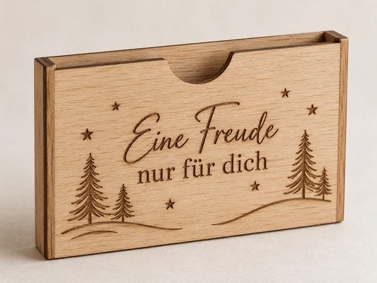 Gutscheinfenster – Weihnachtlicher Gutscheinkartenhalter – Produktansicht mit Beispielgestaltung
