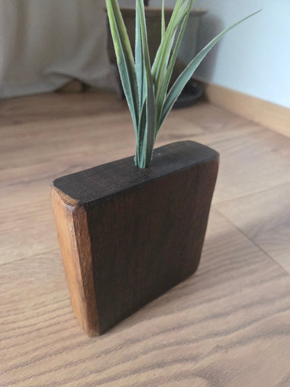 Handgefertigte Mini - Holzvasen mit Trockenblumen – Naturdeko im Set aus verschiedenen Hölzern - Woodequipment24
