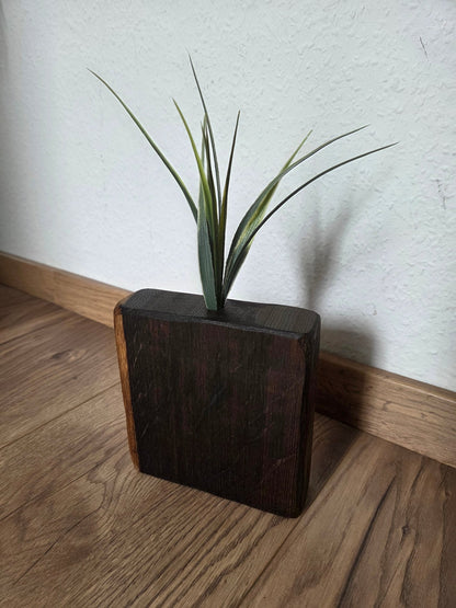 Handgefertigte Mini - Holzvasen mit Trockenblumen – Naturdeko im Set aus verschiedenen Hölzern - Woodequipment24