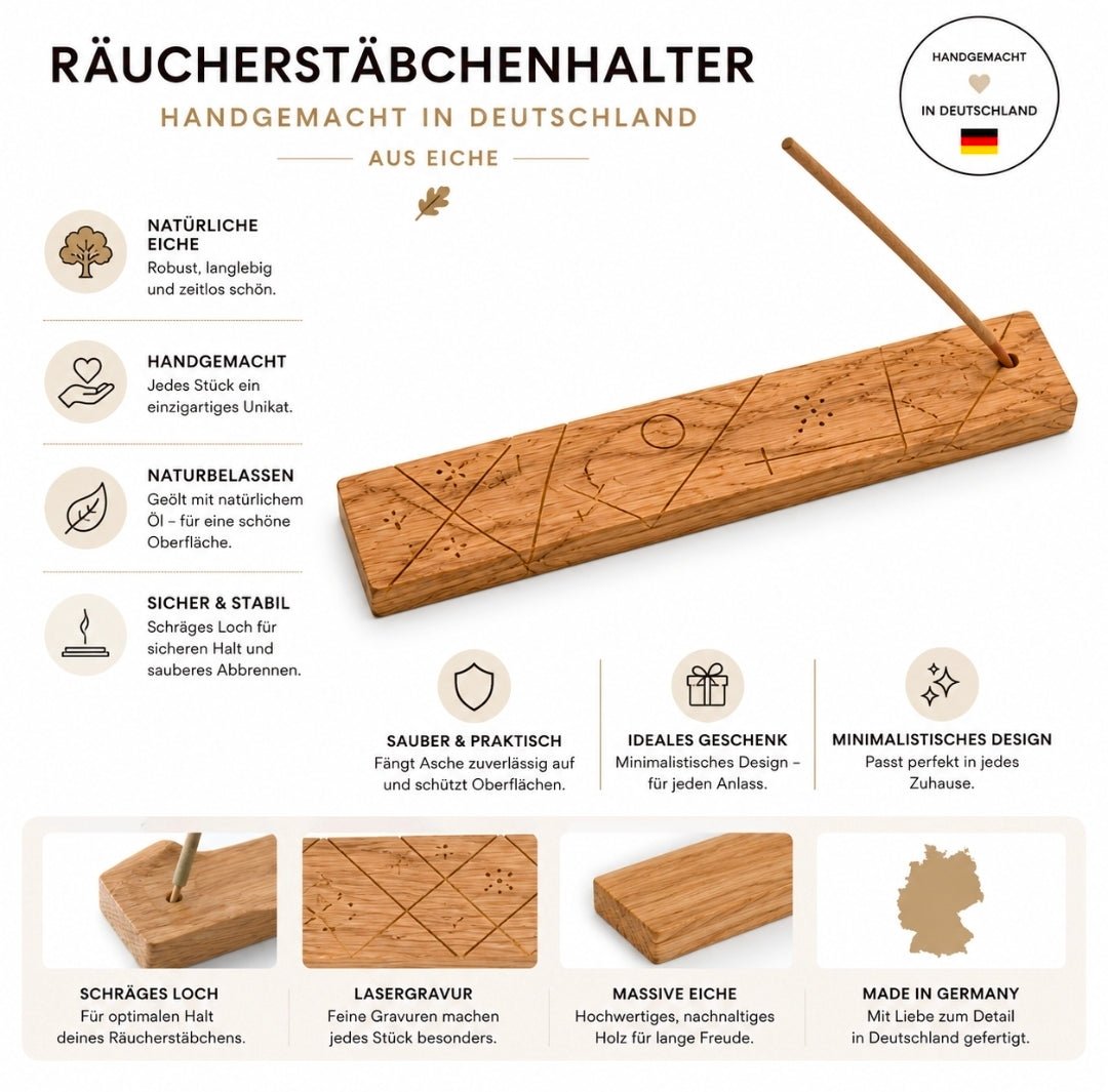 Handgemachter Räucherstäbchenhalter aus Eiche - Wood - 24