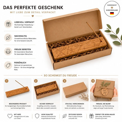 Handgemachter Räucherstäbchenhalter aus Eiche - Wood - 24