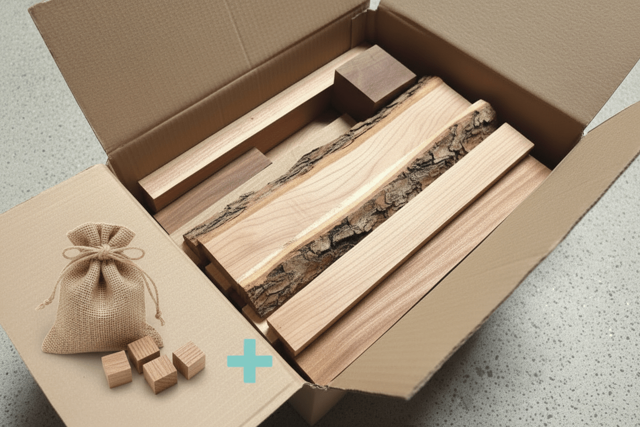 Hartholz Mix 5kg – Tischlerei - Reste – Ideal für Bastler, Modellbau & Epoxid - Projekt - Woodequipment24