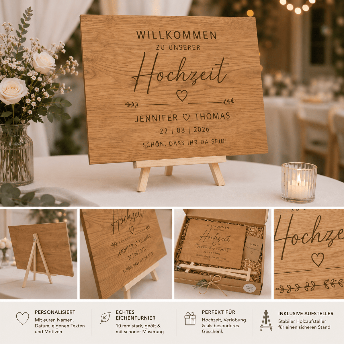 Hochzeits-Begrüßungsschild für den Empfang und Eingangsbereich – weiteres Produktbild 5