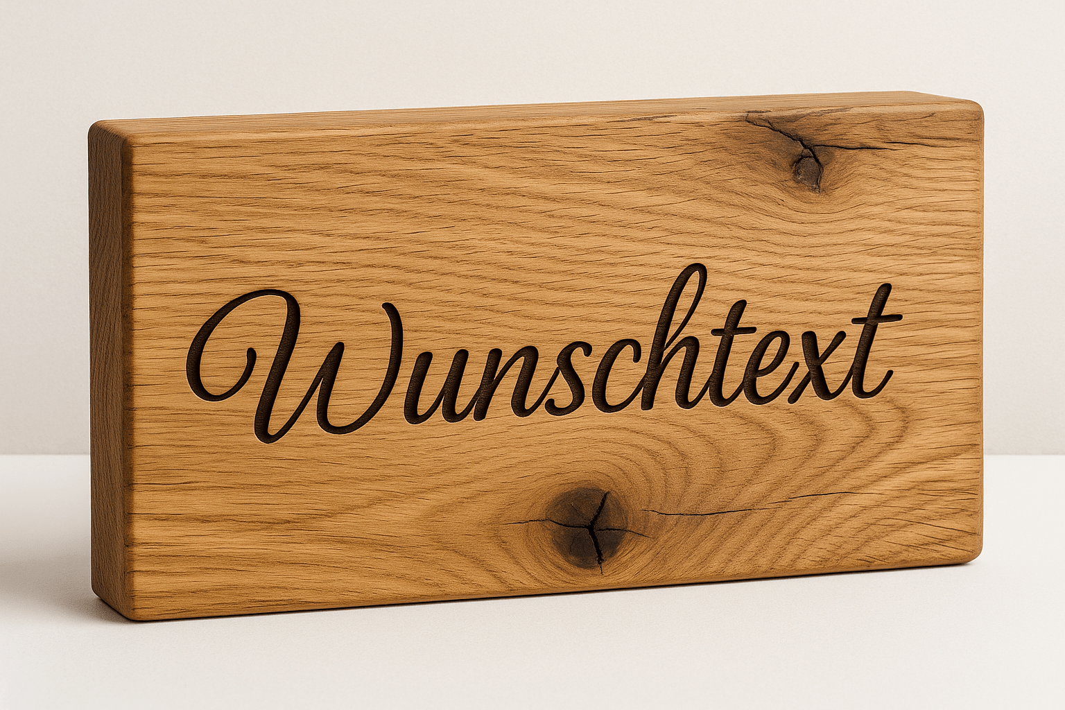 Holzschild Eiche massiv – personalisiert mit Gravur | Wunschtext - Woodequipment24
