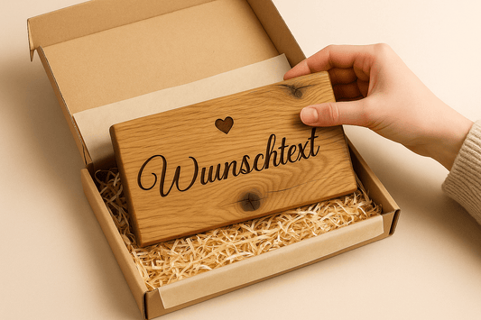 Holzschild Eiche massiv – personalisiert mit Gravur | Wunschtext - Woodequipment24