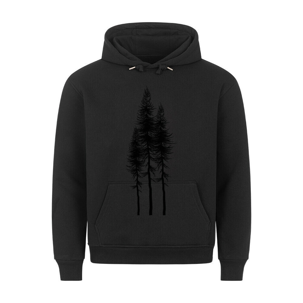 Hoodie - Mit Taschendruck "Drei Fichten - Black" - Woodequipment24