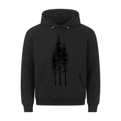 Hoodie - Mit Taschendruck "Drei Fichten - Black" - Woodequipment24