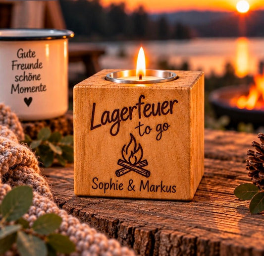 Lagerfeuer to go | Teelichthalter aus Eiche - Wood-24