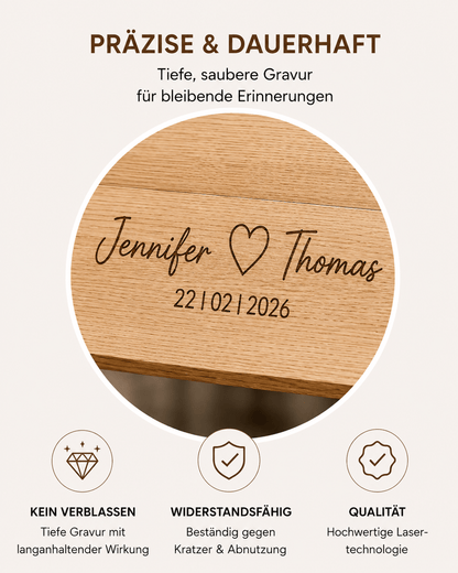 Personalisierbare Massivholzbank Madera mit Lehne und Gravur – weiteres Produktbild 8