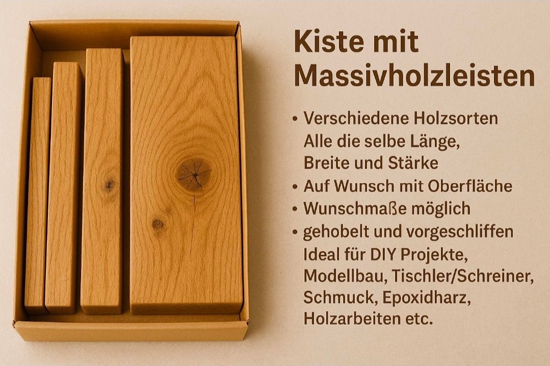 Massivholzleisten - Set – Premium - Holzsorten für DIY, Handwerk & Modellbau - Woodequipment24