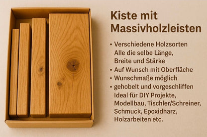 Massivholzleisten - Set – Premium - Holzsorten für DIY, Handwerk & Modellbau - Woodequipment24