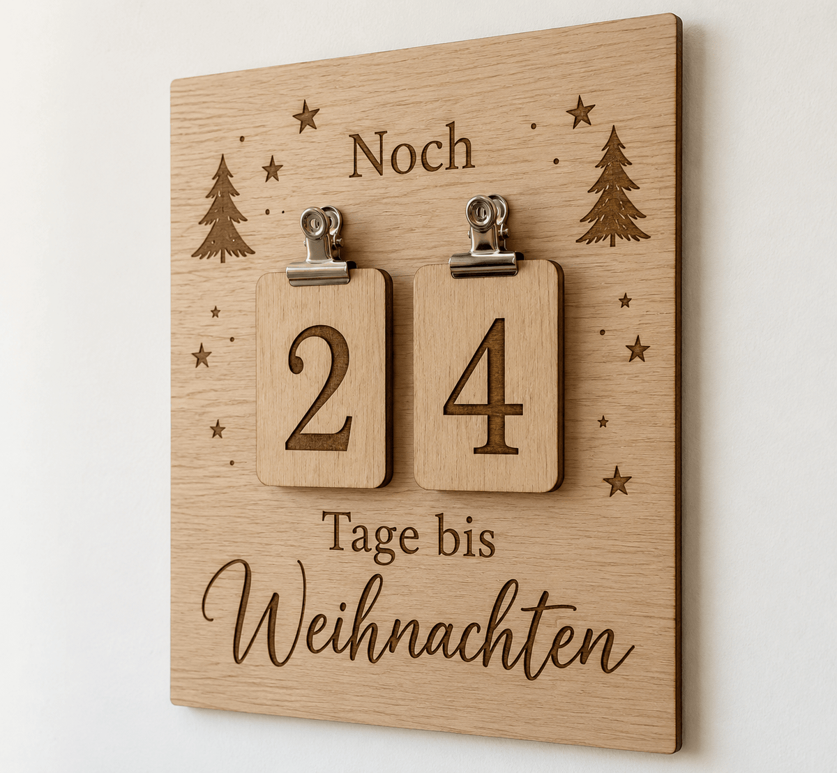 Noch so viele Tage – Weihnachts-Countdown mit Zahlentafeln – Produktansicht mit Beispielgestaltung
