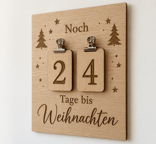 Noch so viele Tage – Weihnachts-Countdown mit Zahlentafeln – Produktansicht mit Beispielgestaltung