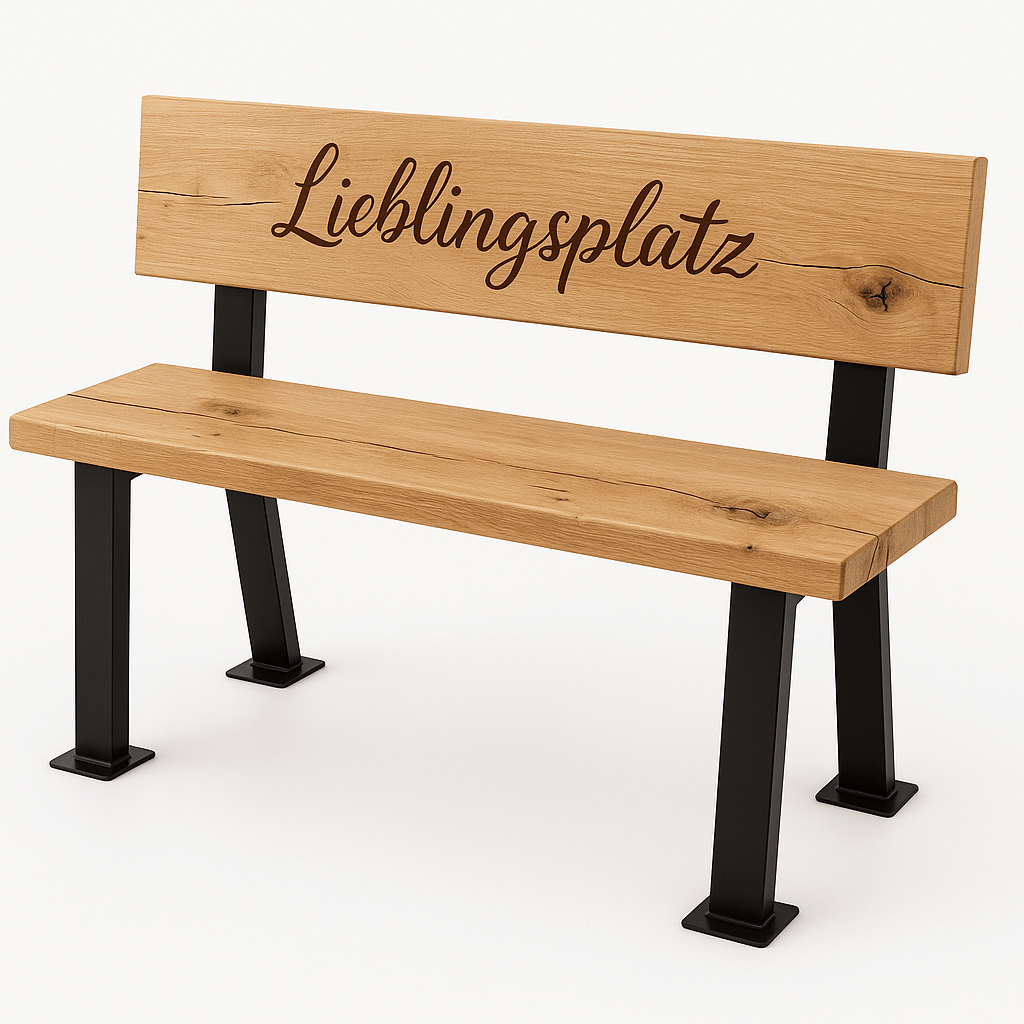 Personalisierte Hochzeitsbank aus Eiche – Lasergravur mit Namen & Datum | Wedding Geschenk individuell | Lieblingsplatz Bank | - Woodequipment24