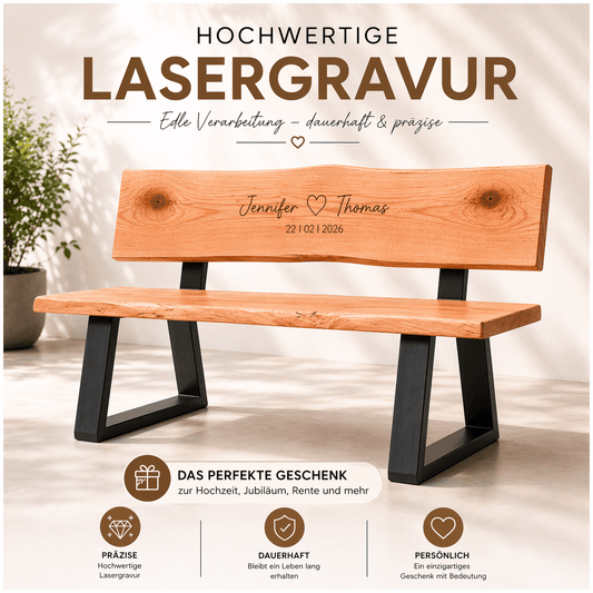 WOOD-24 Lasergravur: Präzise, dauerhaft und wetterbeständig auf Massivholz.
