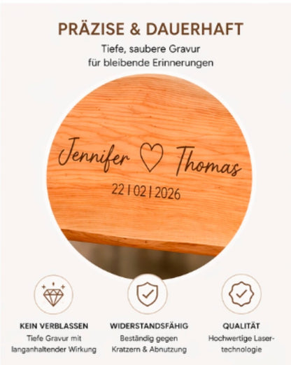 Personalisierte Holzbank mit Gravur – Sitzbank aus massivem Douglasienholz – Individuell mit Namen & Datum – Geschenk zur Hochzeit, Jubiläum oder Rente – 120 cm - Wood - 24