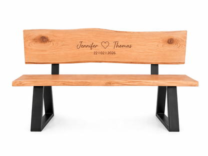 Personalisierte Holzbank mit Gravur – Sitzbank aus massivem Douglasienholz – Individuell mit Namen & Datum – Geschenk zur Hochzeit, Jubiläum oder Rente – 120 cm - Wood - 24