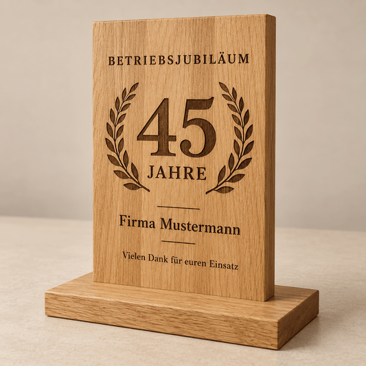 Personalisierter Holzpokal aus Eiche mit Wunschgravur – Produktbild
