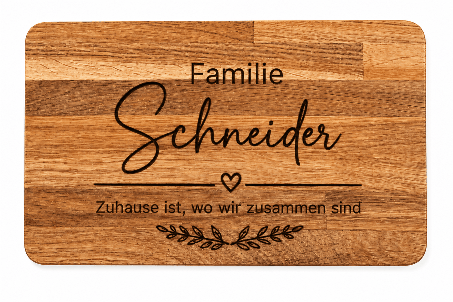 Personalisiertes Holzschild aus Eiche mit Wunschgravur – 26 x 15 cm – Namensschild, Dekoschild oder Frühstücksbrett – Geschenk personalisiert - Wood-24