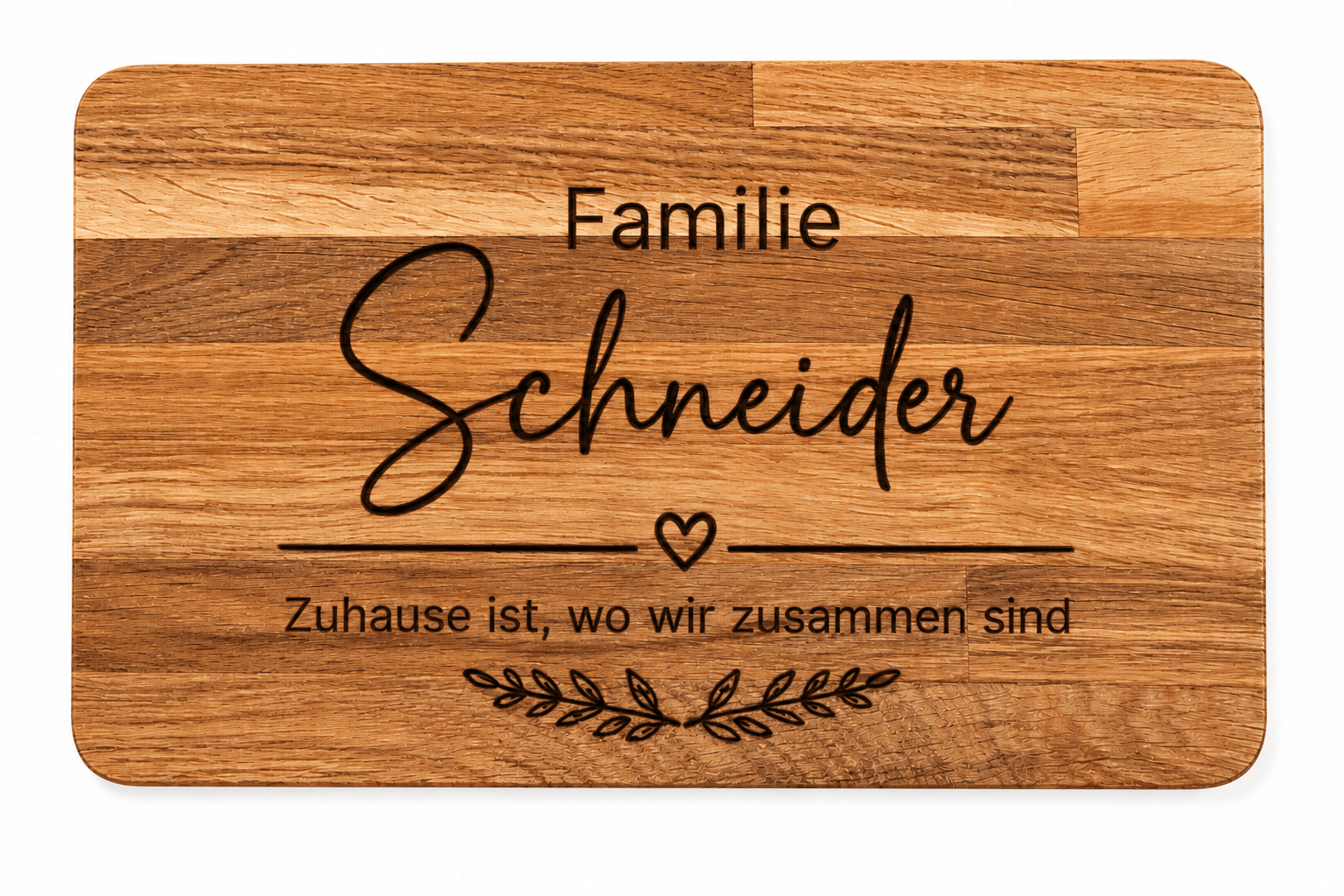 Personalisiertes Holzschild aus Eiche mit Wunschgravur – 26 x 15 cm – Namensschild, Dekoschild oder Frühstücksbrett – Geschenk personalisiert - Wood-24
