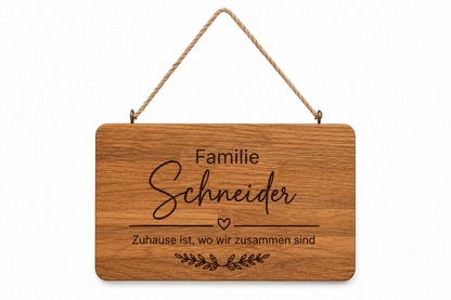Personalisiertes Holzschild aus Eiche mit Wunschgravur – 26 x 15 cm – Namensschild, Dekoschild oder Frühstücksbrett – Geschenk personalisiert - Wood-24
