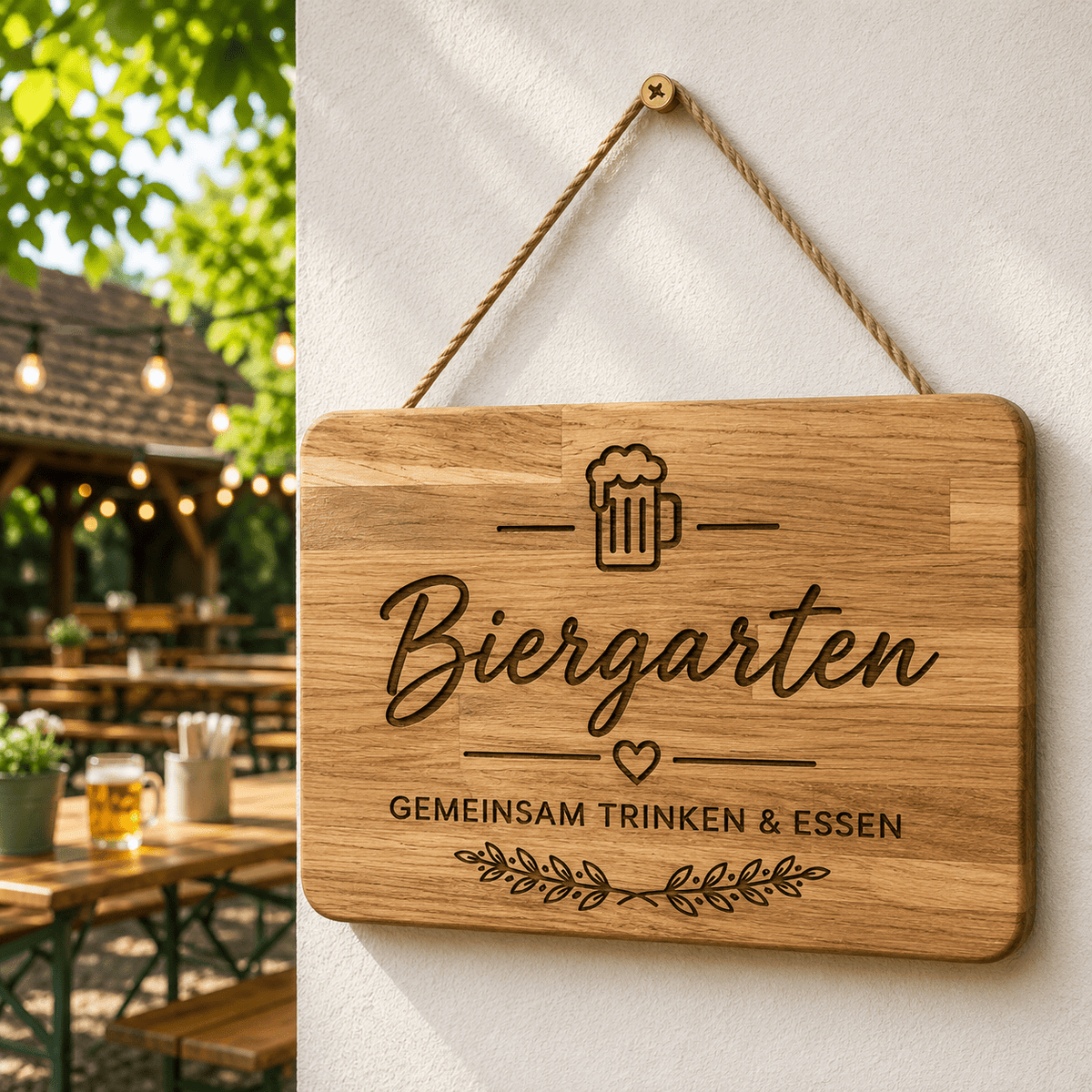 Personalisiertes Holzschild aus Eiche mit Wunschgravur – 26 x 15 cm – Namensschild, Dekoschild oder Frühstücksbrett – Geschenk personalisiert - Wood-24
