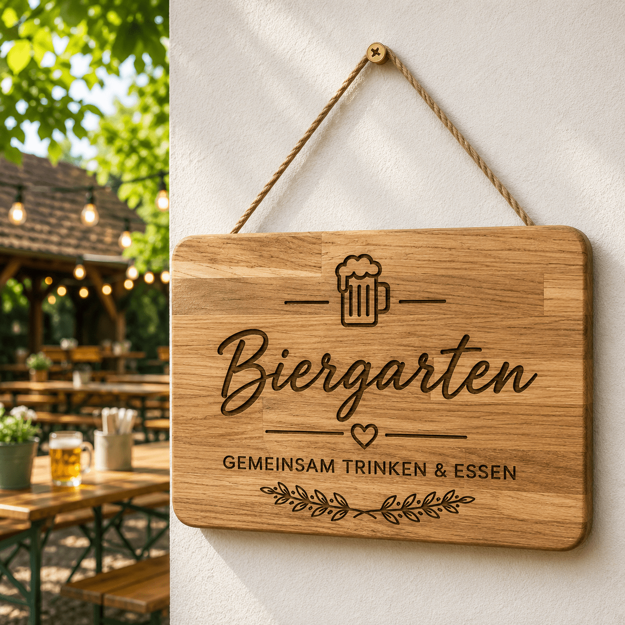 Personalisiertes Holzschild aus Eiche mit Wunschgravur – 26 x 15 cm – Namensschild, Dekoschild oder Frühstücksbrett – Geschenk personalisiert - Wood-24