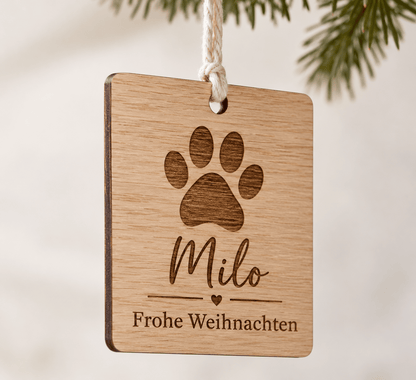 Pfotenweihnacht – Weihnachtsanhänger für Tierfreunde – Produktansicht mit Beispielgestaltung