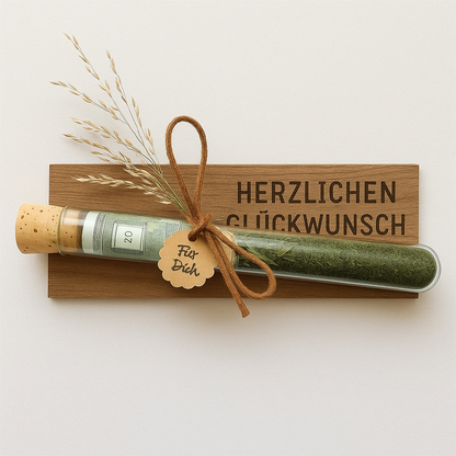 Reagenzglas Geschenkverpackung – Handgemachtes Geldgeschenk & Gutscheinidee - Woodequipment24