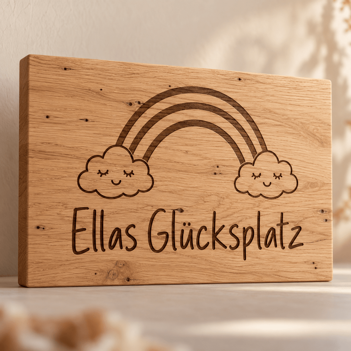 Regenbogenplatz – Kinderzimmer-Wandschild Regenbogen, Produktansicht; digitale Gestaltungsvisualisierung