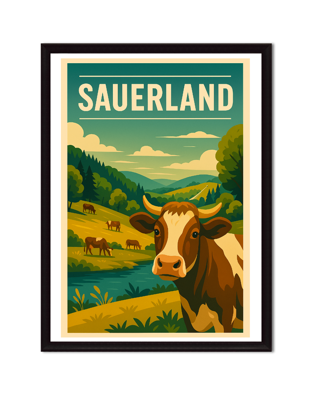Eingerahmte Bilder vom Sauerland im Retro-Stil