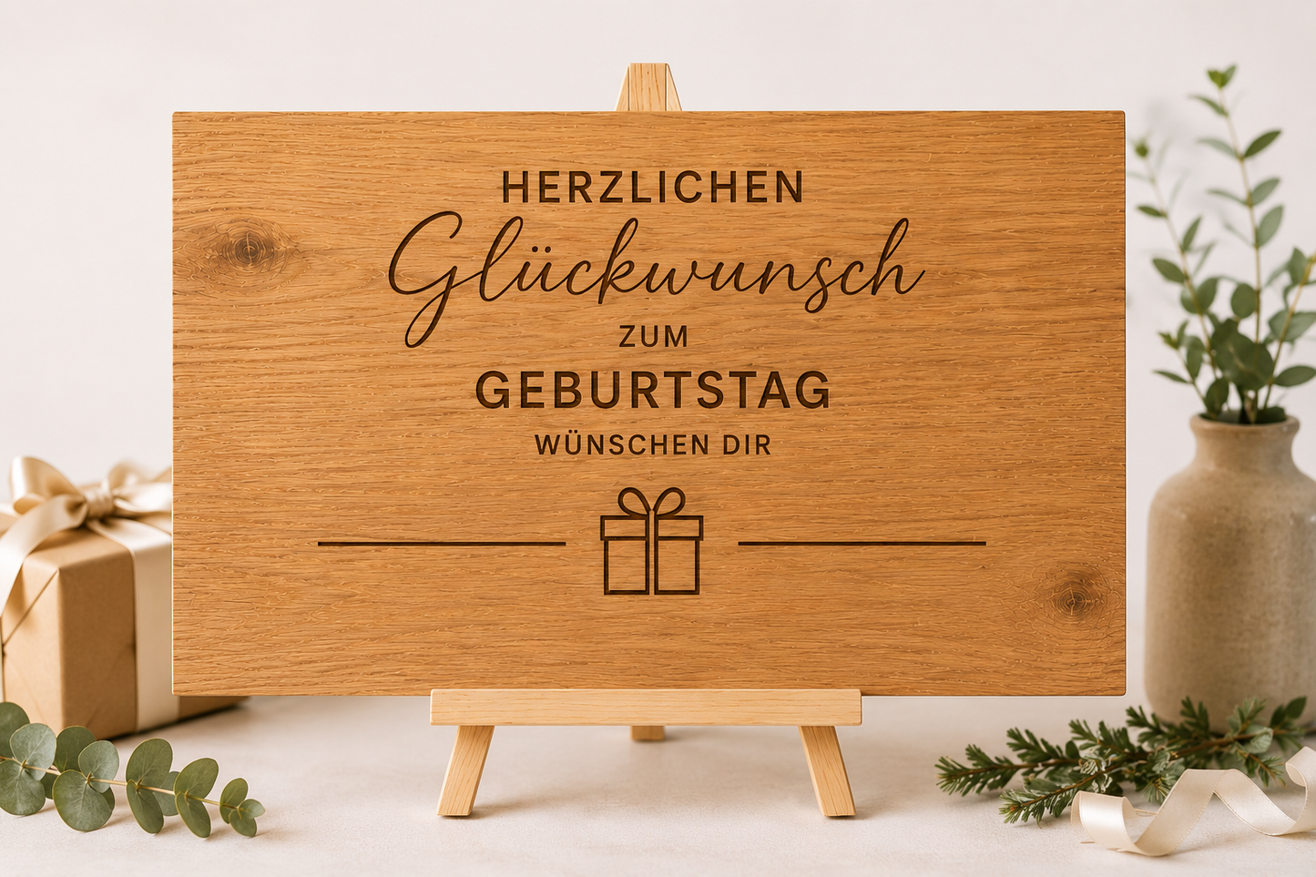 Personalisiertes Geburtstagsschild aus Eiche – Geschenk mit euren Namen
