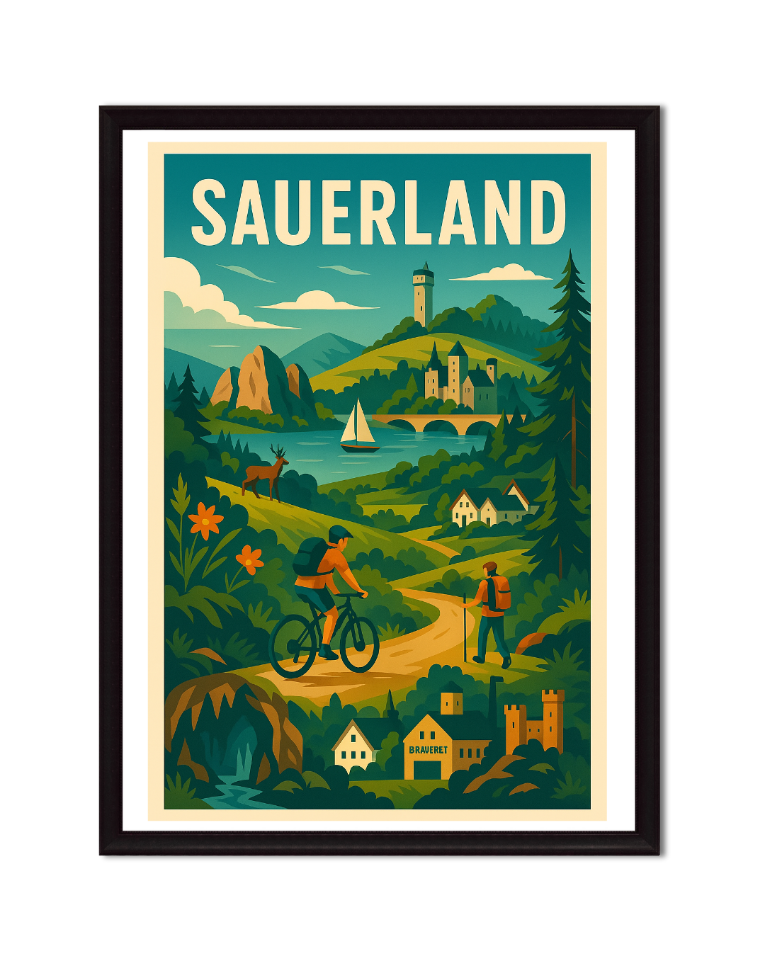 Eingerahmte Bilder vom Sauerland im Retro-Stil