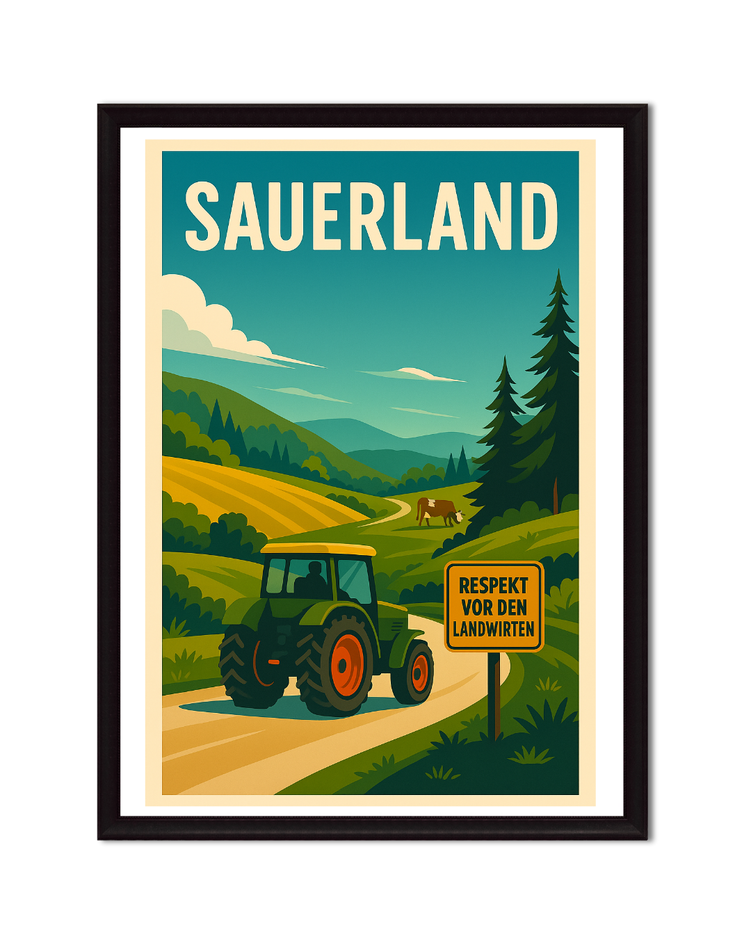 Eingerahmte Bilder vom Sauerland im Retro-Stil