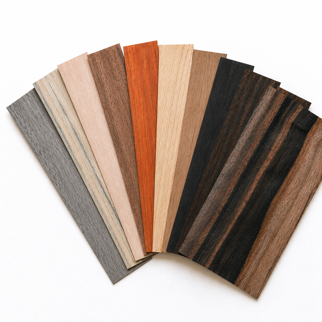 10x Echtholz Furnier 20x10 cm | 0,4 mm Furnier Mix | Holz zum Lasern | Bastelholz | Intarsien | Holzschmuck DIY | Modellbau