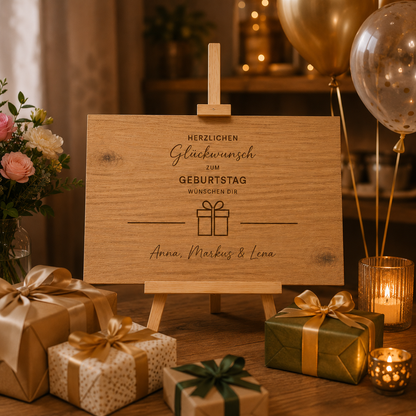 Personalisiertes Geburtstagsschild aus Eiche – Geschenk mit euren Namen