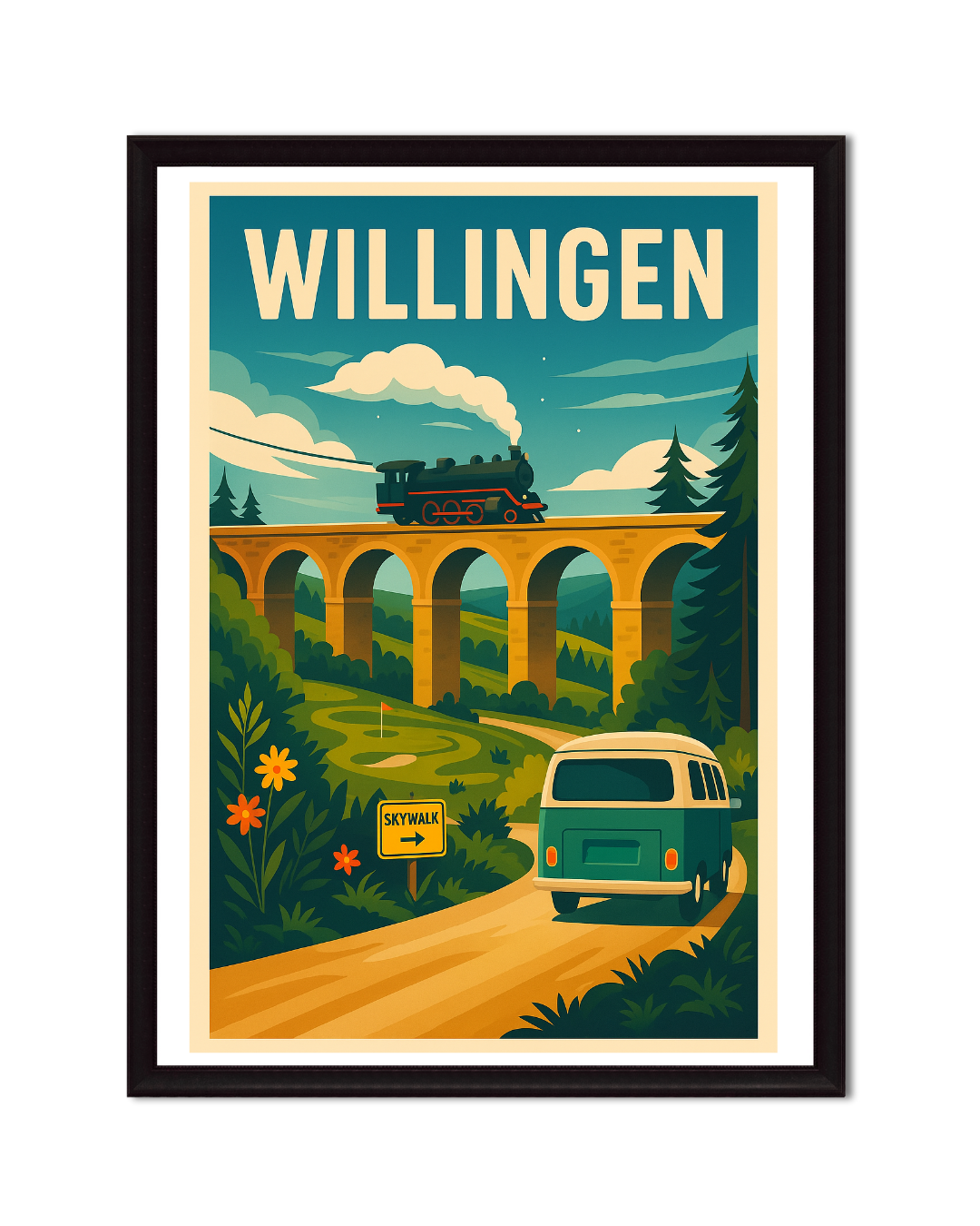 Eingerahmte Bilder vom Sauerland im Retro-Stil